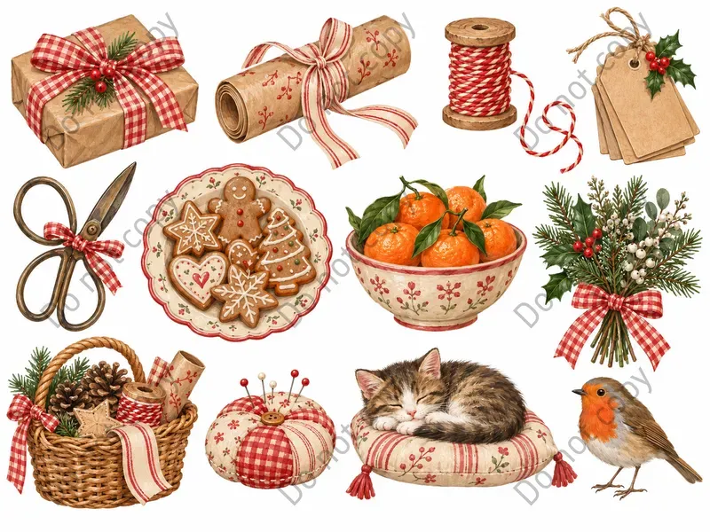 Cottagecore Christmas Clipart Sets
