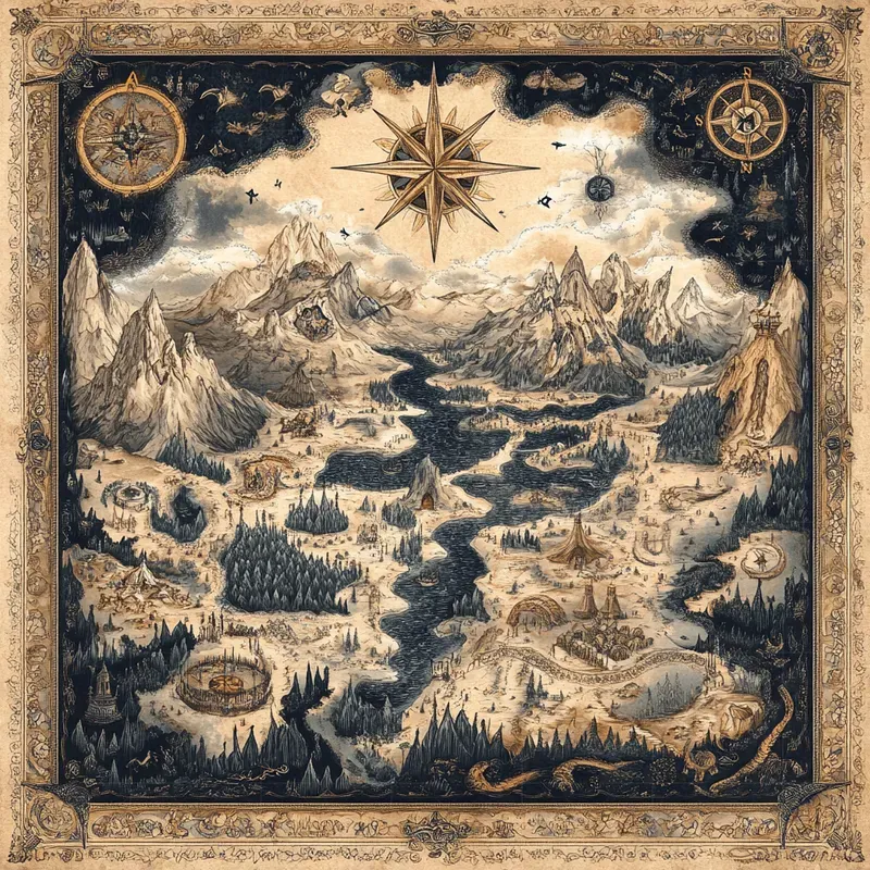 Fantasy Map Adventure Wall Art