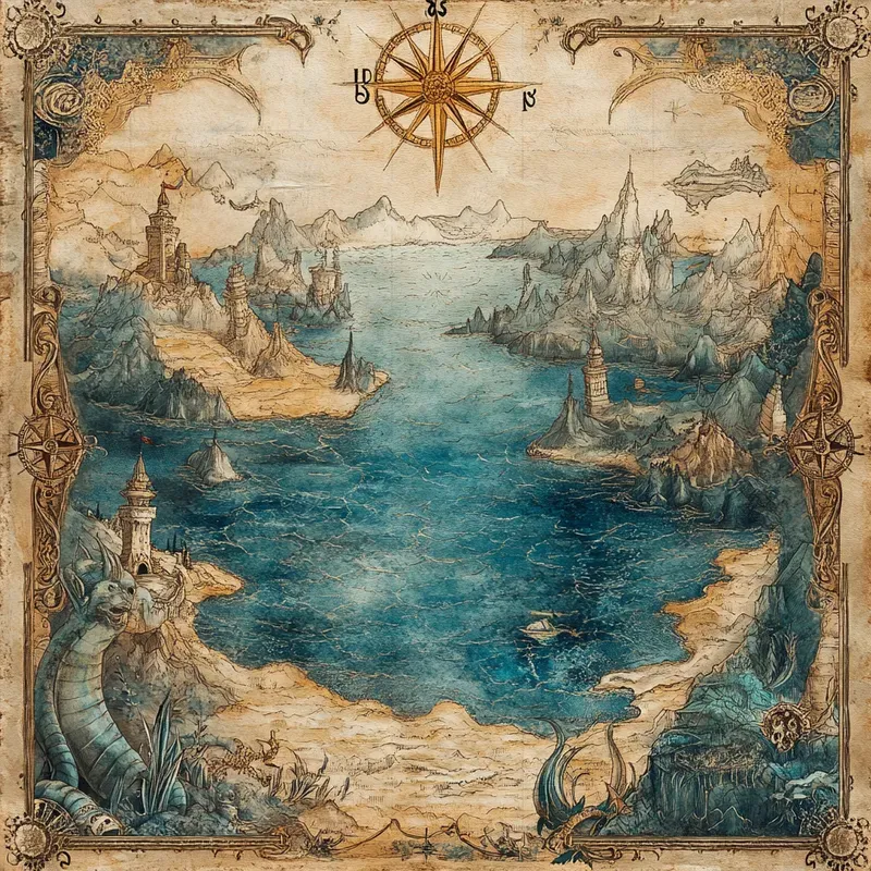 Fantasy Map Adventure Wall Art