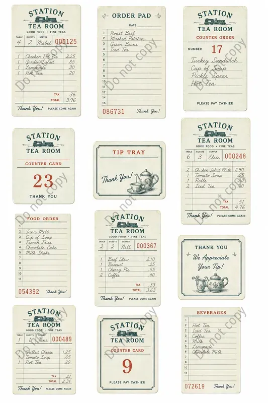 Diner Guest Check Cutout Sheets