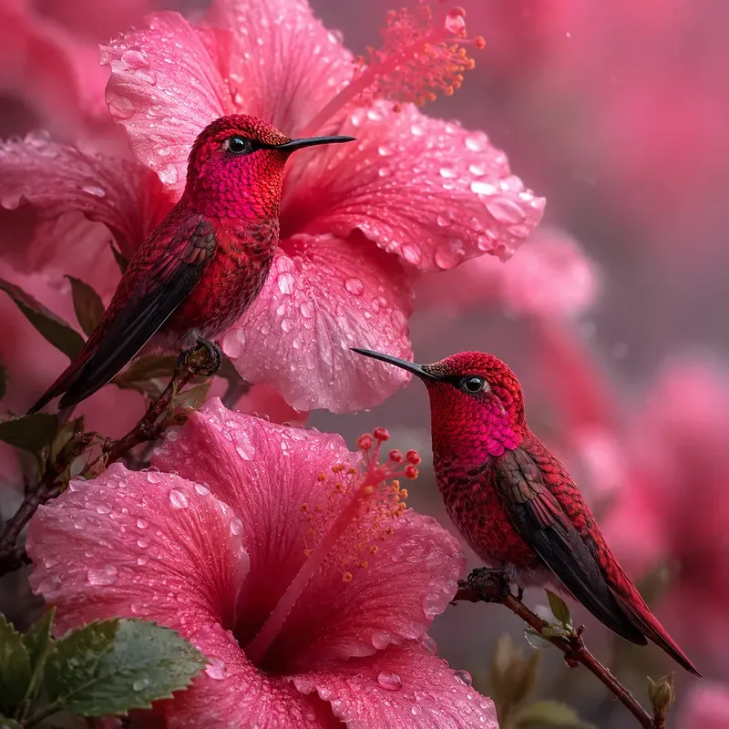 Dew Kissed Floral Bird Portraits