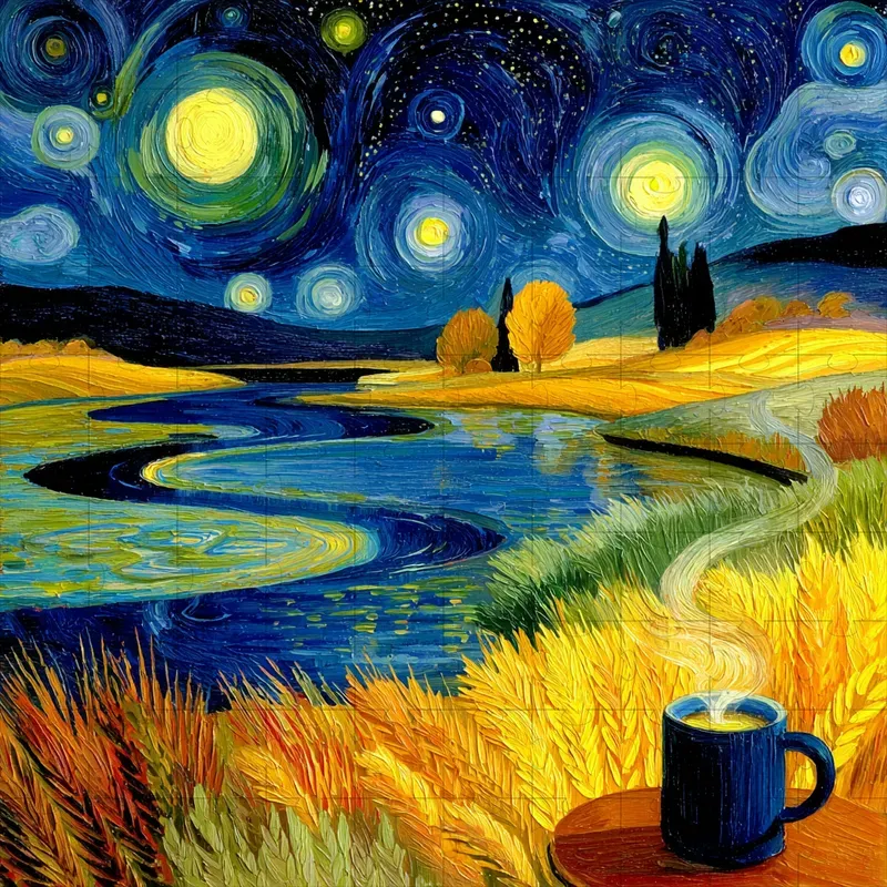 Oil Impasto Swirling Starry Vivids