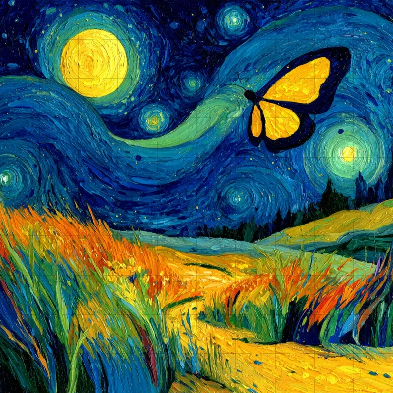 Oil Impasto Swirling Starry Vivids
