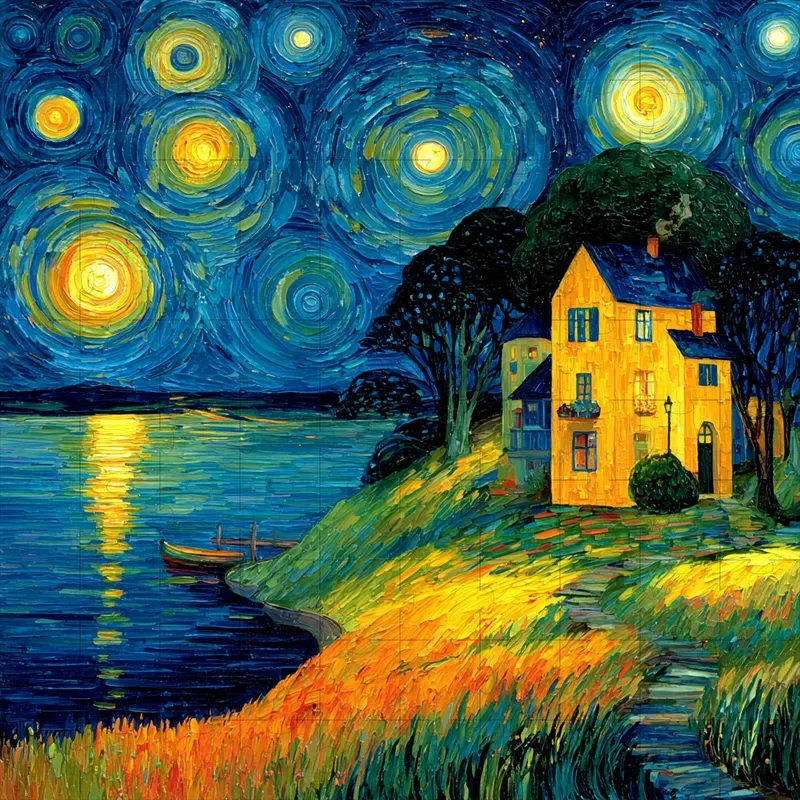 Oil Impasto Swirling Starry Vivids