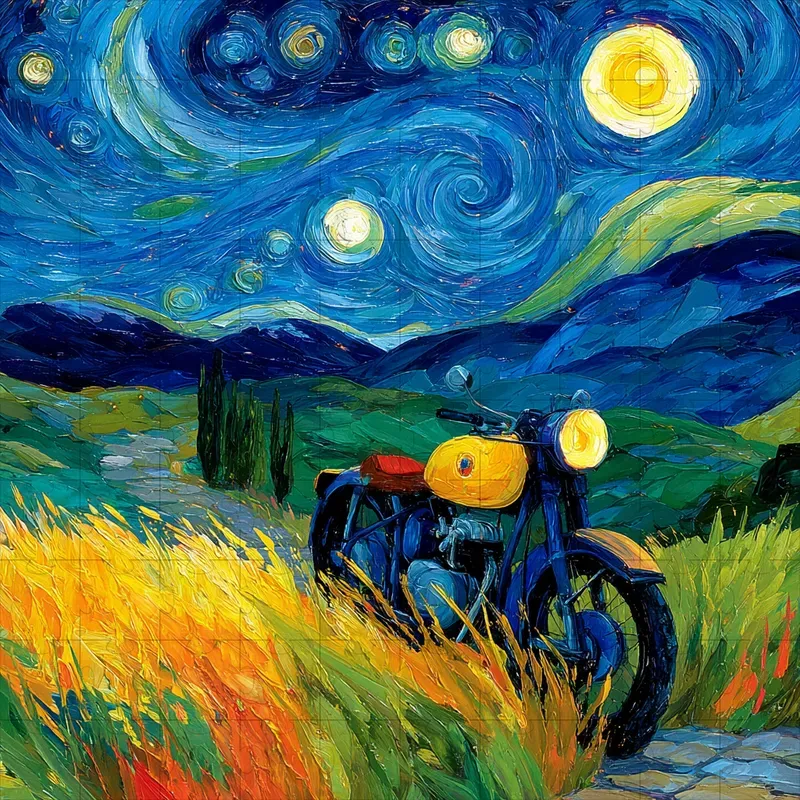 Oil Impasto Swirling Starry Vivids