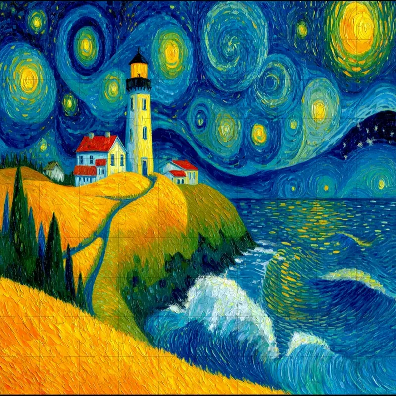 Oil Impasto Swirling Starry Vivids