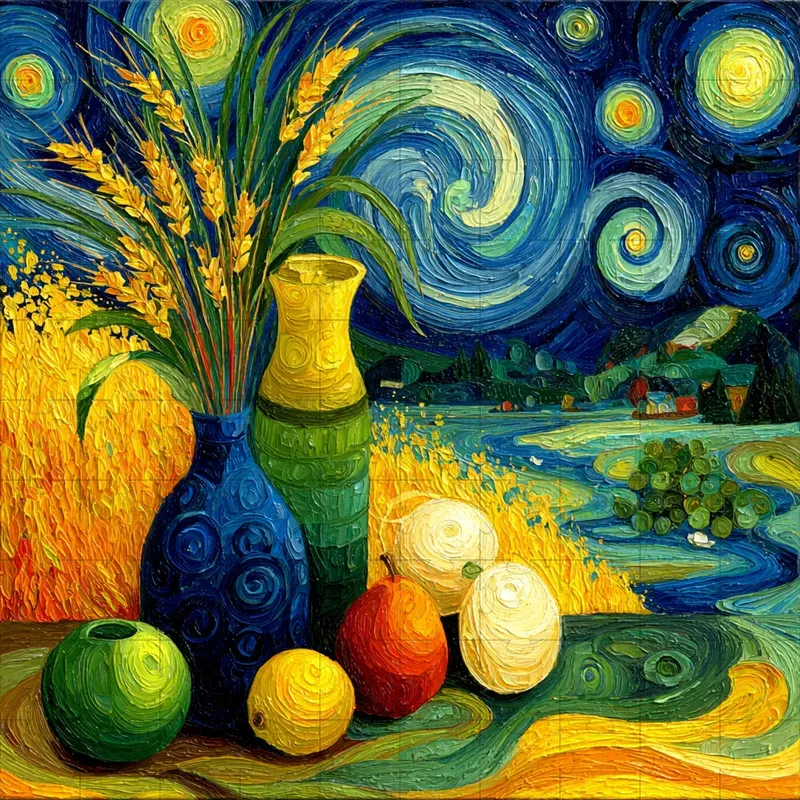 Oil Impasto Swirling Starry Vivids