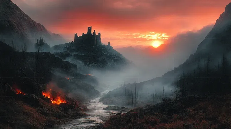 70s 80s Dark Fantasy Film Landscapes