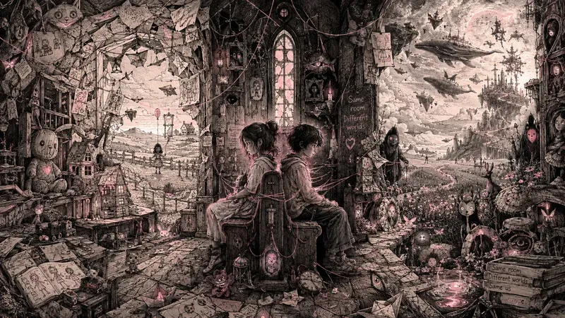 Surreal Worlds In A Room Doodle Art