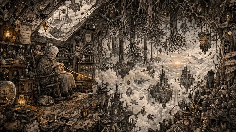 Surreal Worlds In A Room Doodle Art