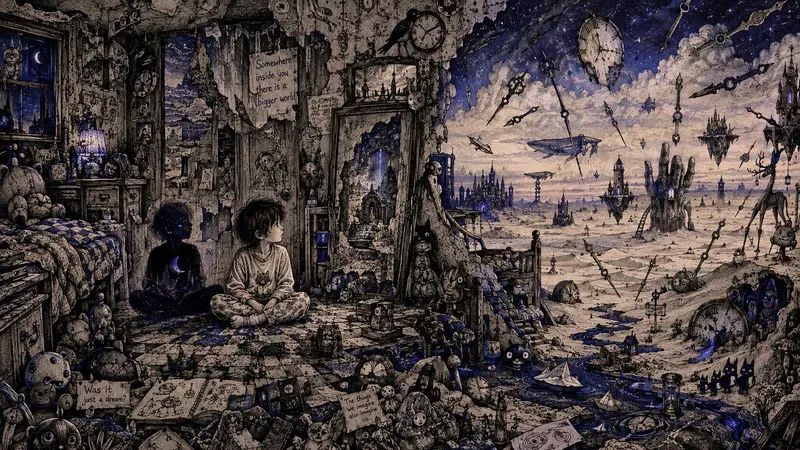 Surreal Worlds In A Room Doodle Art