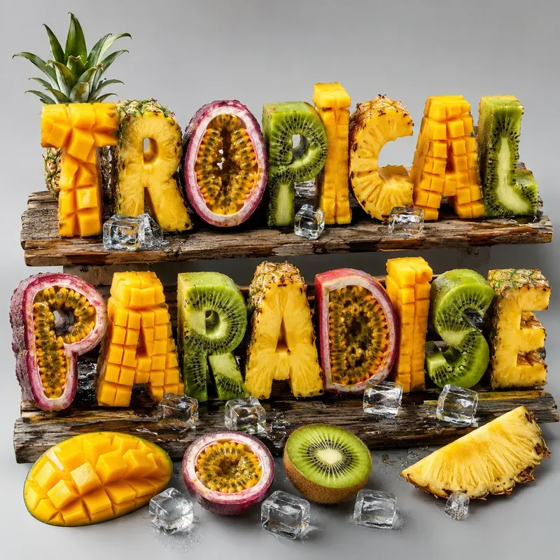 3D Fruit Typography Wooden Sign Art