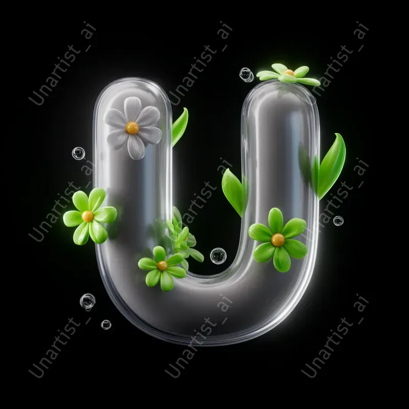 3D Inflatable Cute Flower Icon Letter