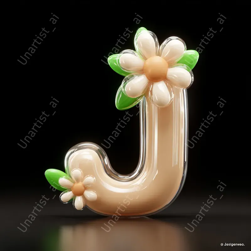 3D Inflatable Cute Flower Icon Letter