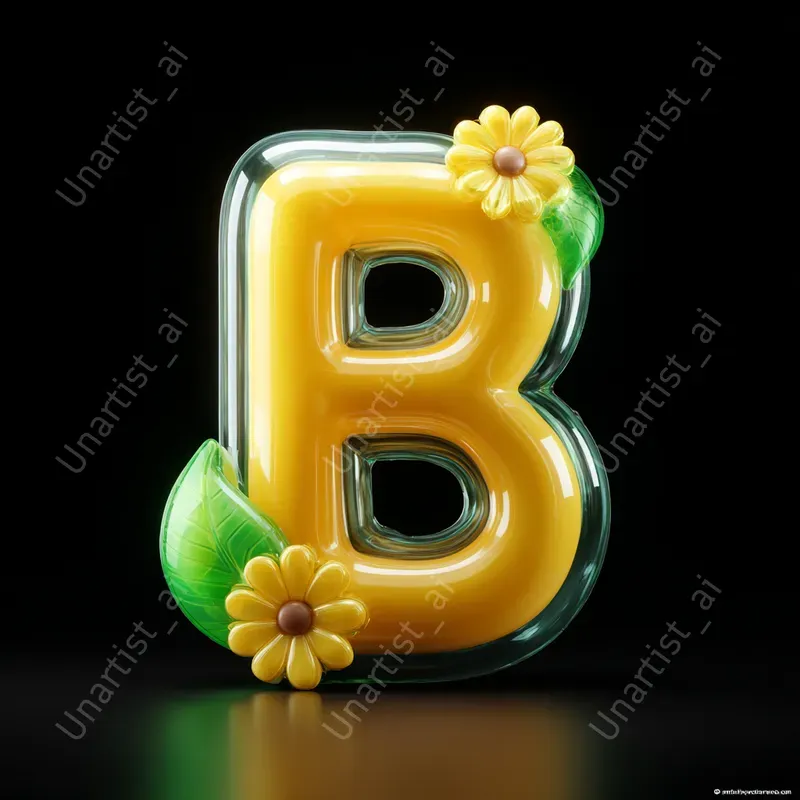 3D Inflatable Cute Flower Icon Letter