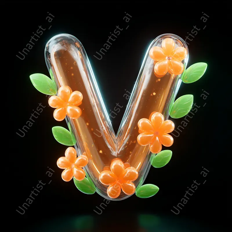 3D Inflatable Cute Flower Icon Letter