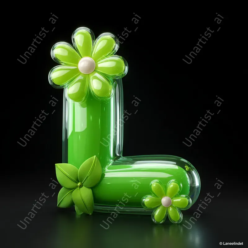 3D Inflatable Cute Flower Icon Letter