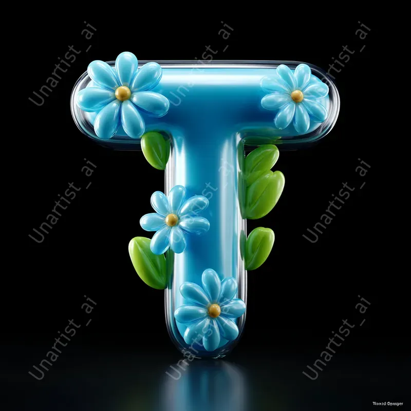3D Inflatable Cute Flower Icon Letter