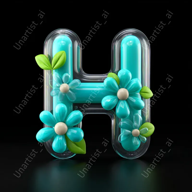 3D Inflatable Cute Flower Icon Letter