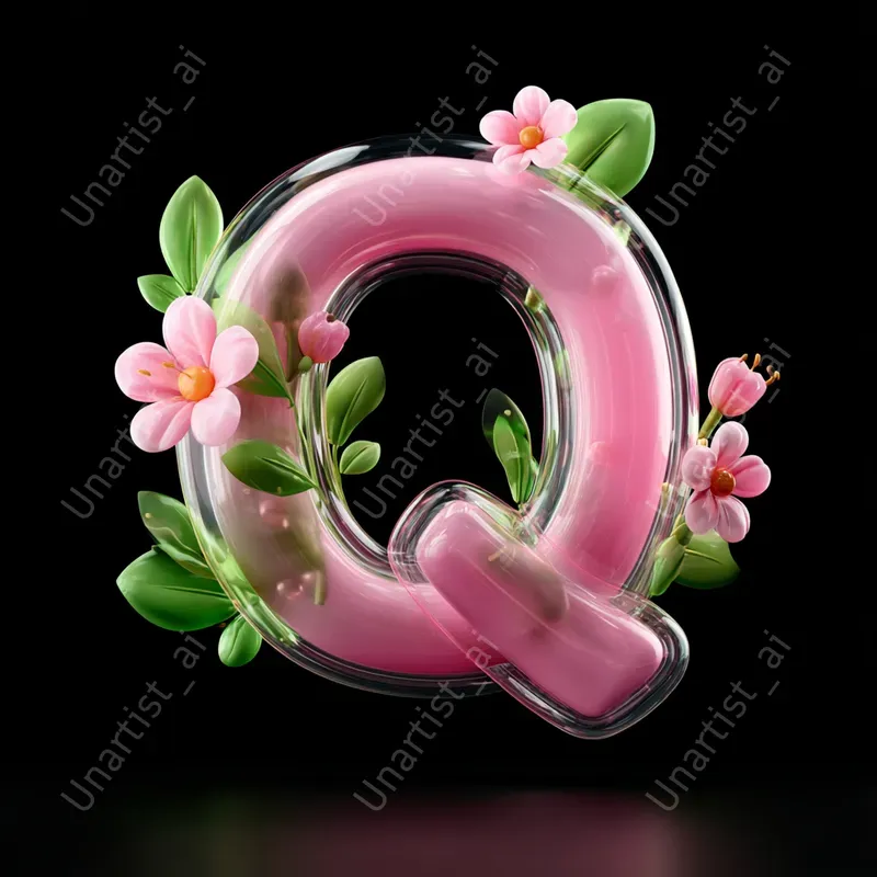 3D Inflatable Cute Flower Icon Letter