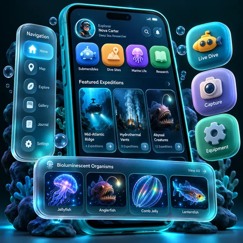 3D Claymorphic Glass App UI Designs