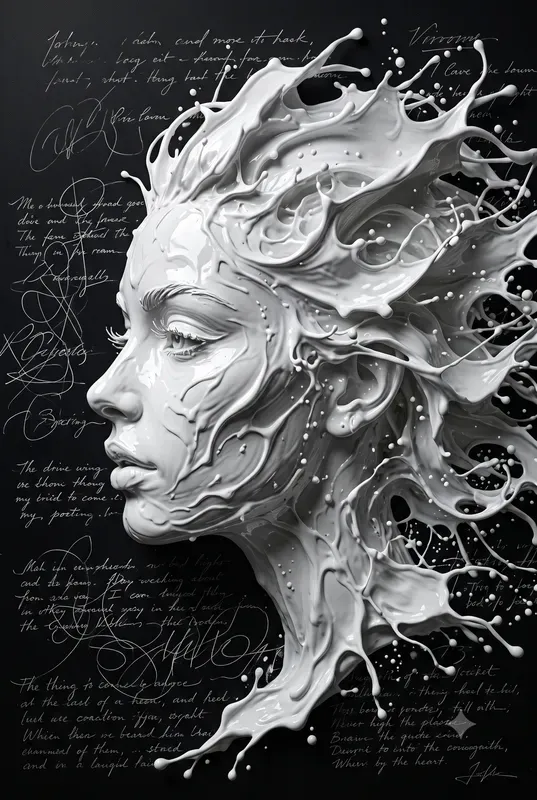 White Liquid Splash Relief Art