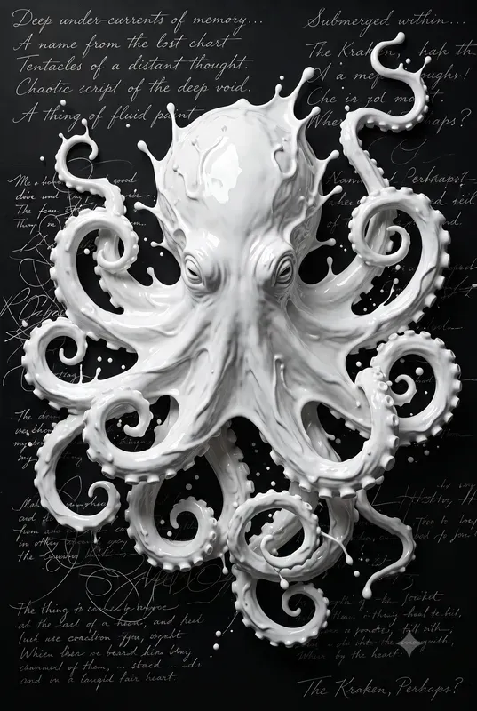 White Liquid Splash Relief Art