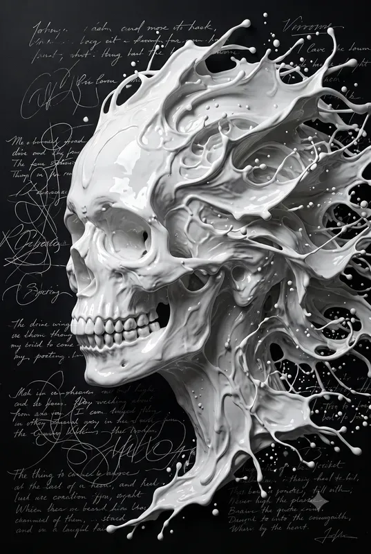 White Liquid Splash Relief Art