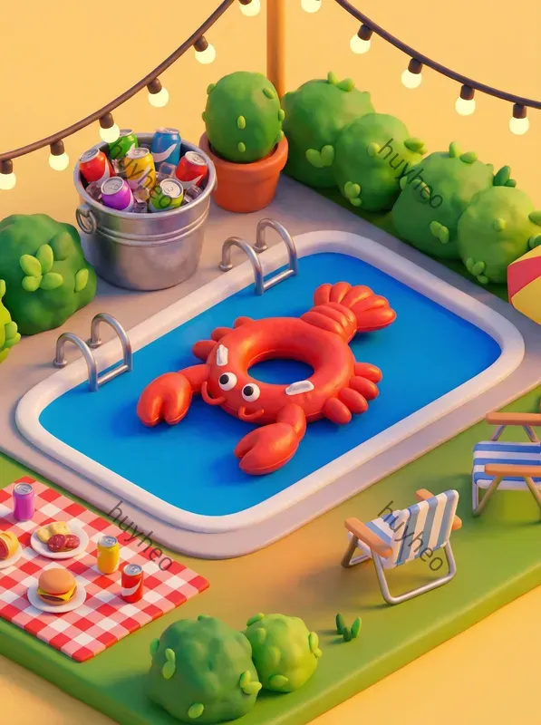 Various Types Of Floats And Swimming Pools