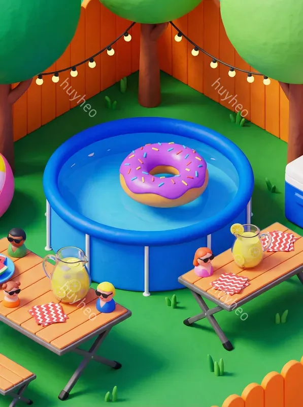 Various Types Of Floats And Swimming Pools