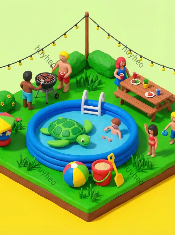 Various Types Of Floats And Swimming Pools