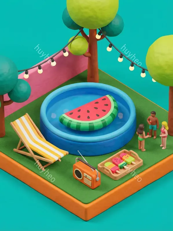 Various Types Of Floats And Swimming Pools