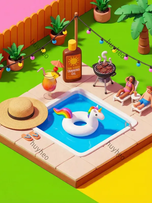 Various Types Of Floats And Swimming Pools