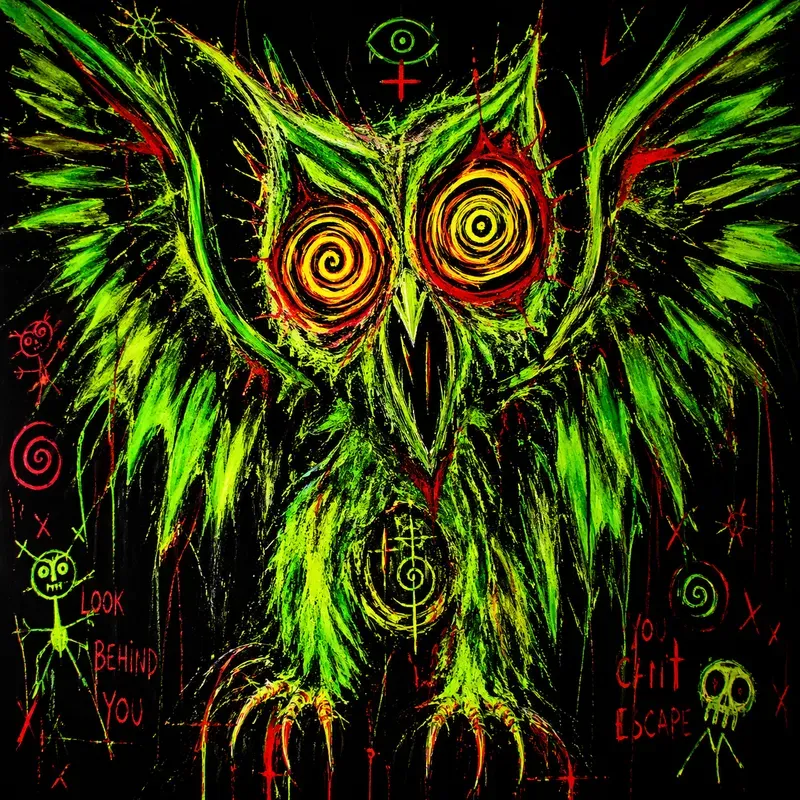 Neon Psychedelic Horror Sketch Style