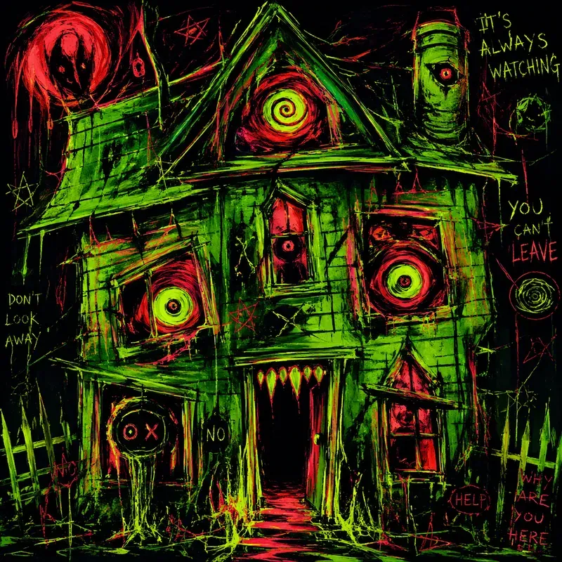 Neon Psychedelic Horror Sketch Style