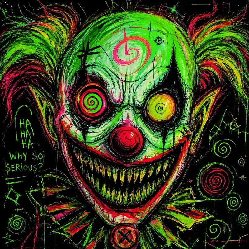 Neon Psychedelic Horror Sketch Style