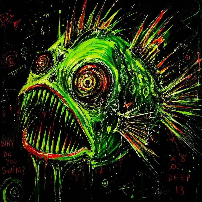 Neon Psychedelic Horror Sketch Style