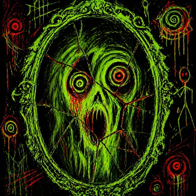 Neon Psychedelic Horror Sketch Style