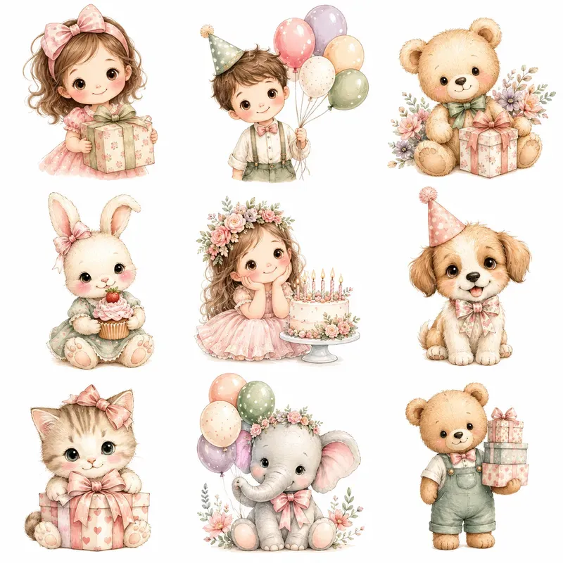 Pastel Birthday Clipart Generator