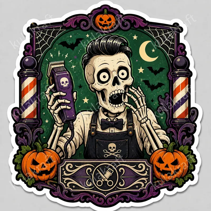 Halloween Barber Sticker Designs