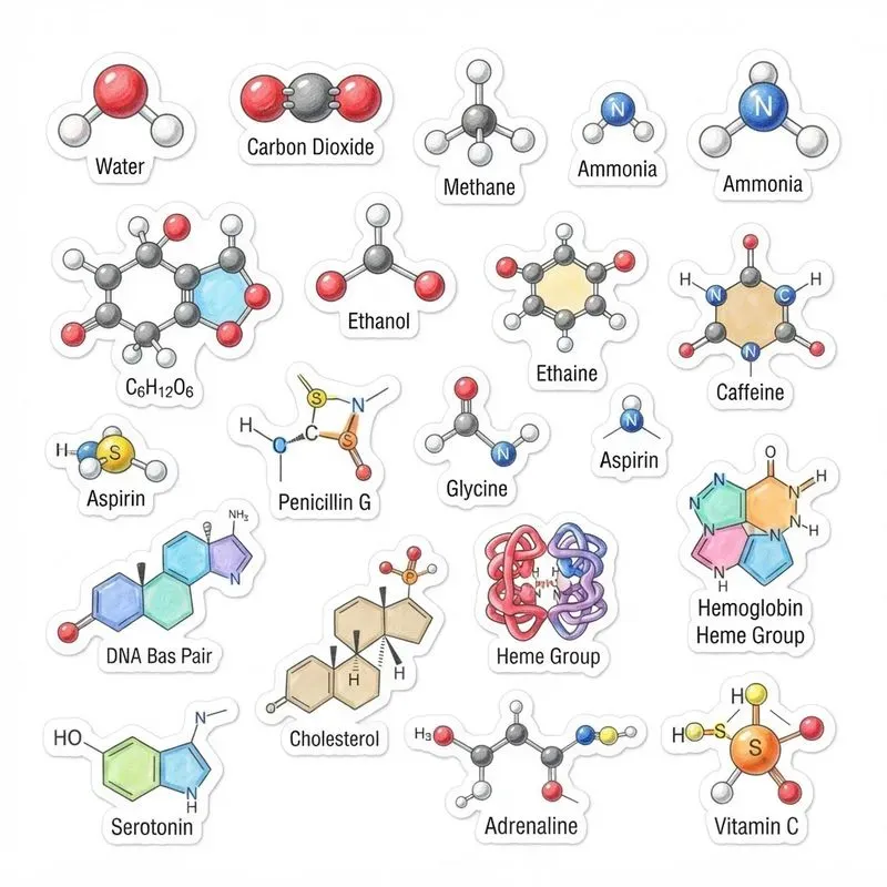 Chemistry Molecule Sticker Sheets
