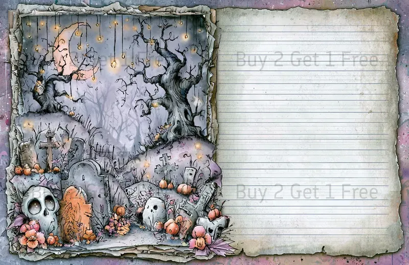 Whimsical Spooky Double Pages