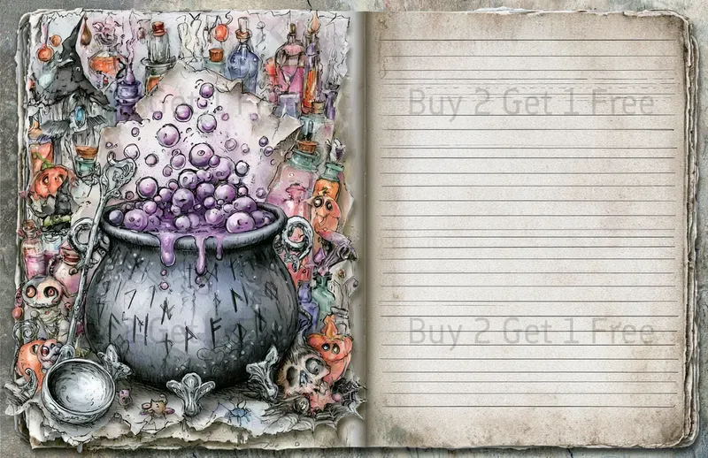 Whimsical Spooky Double Pages