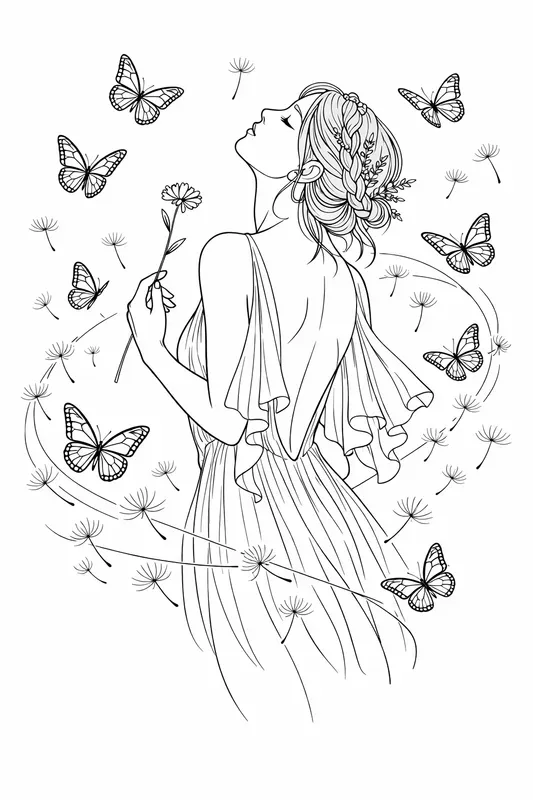 Elegant Line Art Woman Tattoo Sets