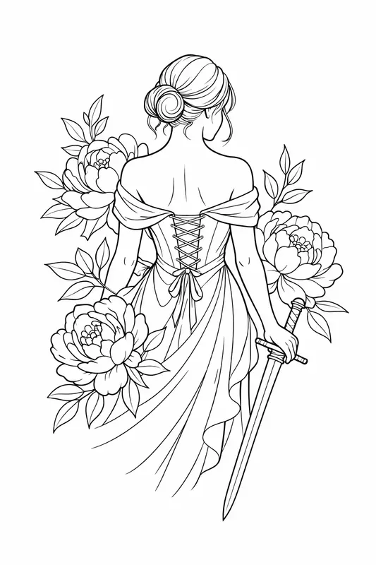 Elegant Line Art Woman Tattoo Sets