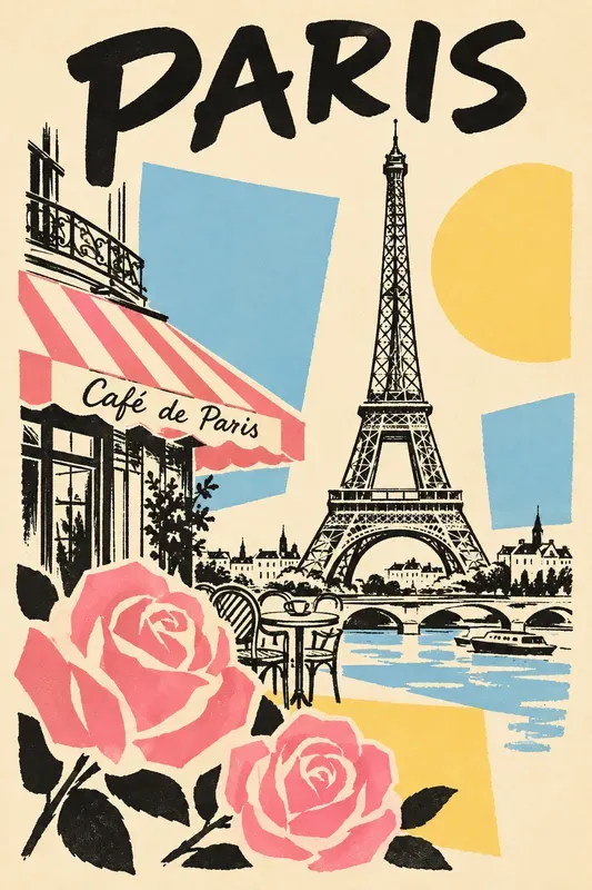 Retro Sketch And Floral City Posters