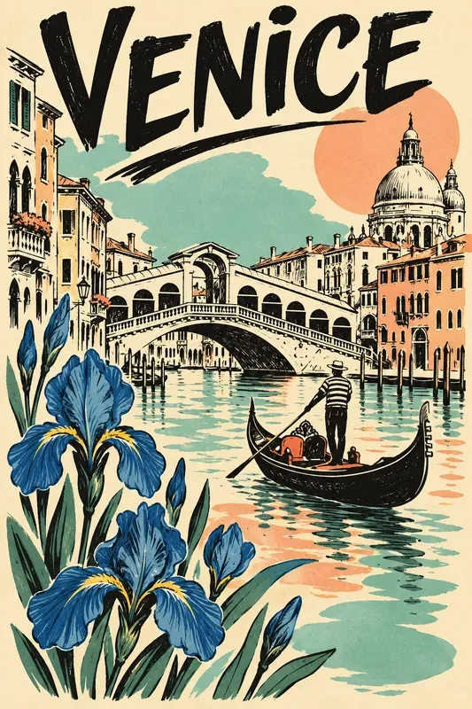 Retro Sketch And Floral City Posters