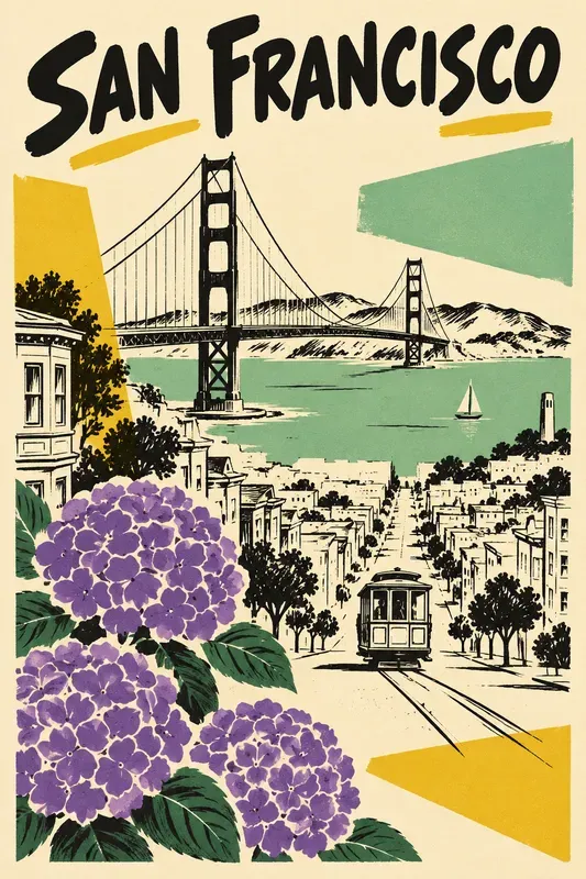 Retro Sketch And Floral City Posters