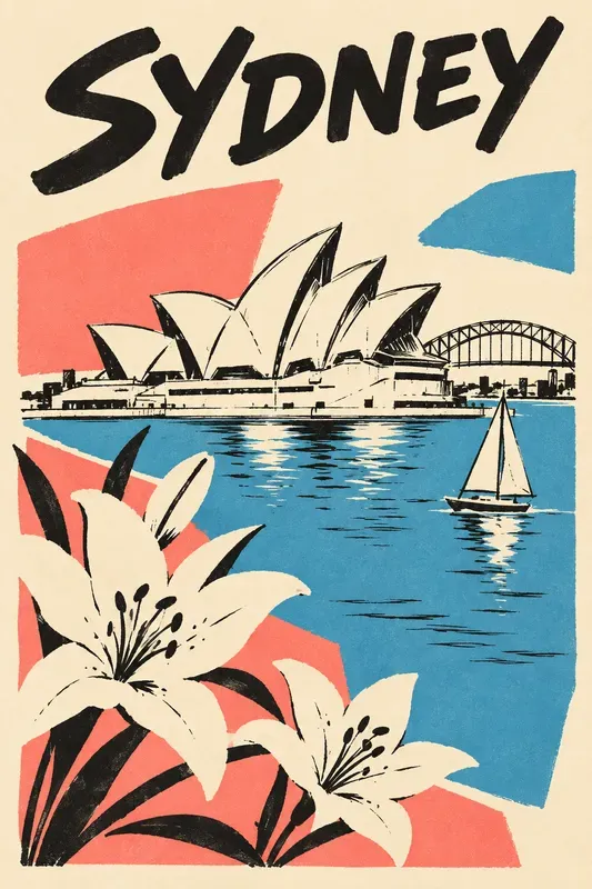 Retro Sketch And Floral City Posters