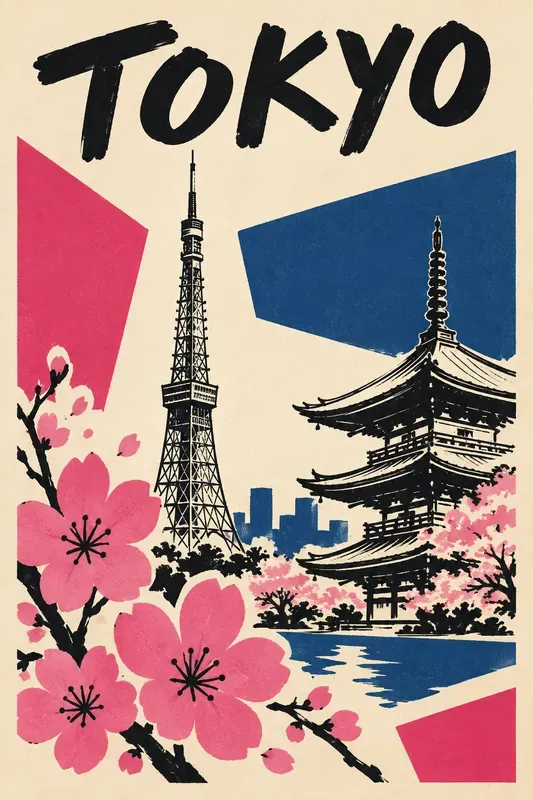 Retro Sketch And Floral City Posters